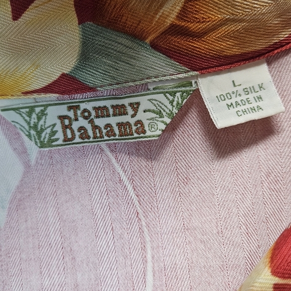 Tommy Bahama Vintage 100% Silk Hawaiian Shirt Red Women's Large Resortwear - Picture 4 of 4